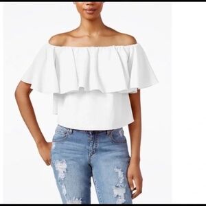 RACHEL Rachel Roy White Off-The-Shoulder Crop Top